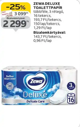 Auchan Zewa Deluxe toalettpapír ajánlat