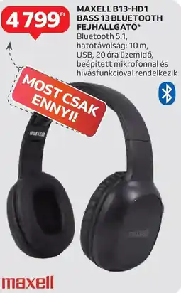 Auchan Maxell B13-HD1 Bass 13 bluetooth fejhallgató ajánlat