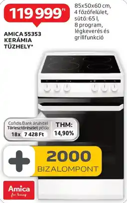 Auchan Amica 55353 kerámia tűzhely ajánlat