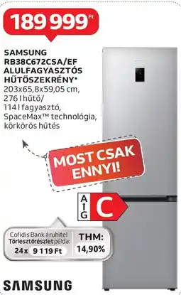 Auchan Samsung RB38C672CSA/EF alulfagyasztós hűtőszekrény ajánlat