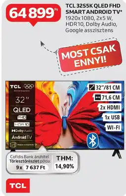Auchan TCL 32S5K QLED FHD Smart Android TV ajánlat