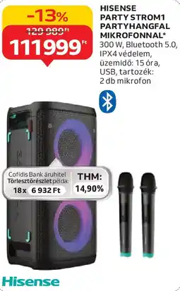 Auchan Hisense Party Strom1 partyhangfal mikrofonnal ajánlat