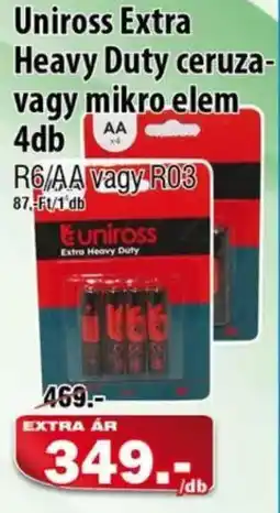 Vianni Drogéria Uniross Extra Heavy Duty ceruza-, mikro elem ajánlat