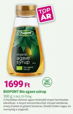 Herbaház BIOPONT Bio agave szirup ajánlat