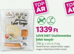 Herbaház LOVE DIET Gluténmentes fehér kenyér ajánlat