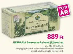 Herbaház HERBÁRIA Borsosmenta levél filteres tea ajánlat