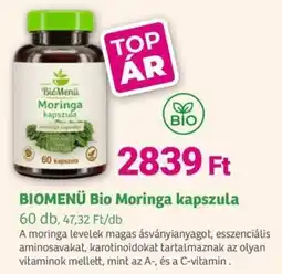 Herbaház BIOMENÜ Bio Moringa kapszula ajánlat