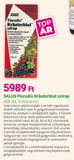 Herbaház SALUS Floradix Kräuterblut szirup ajánlat