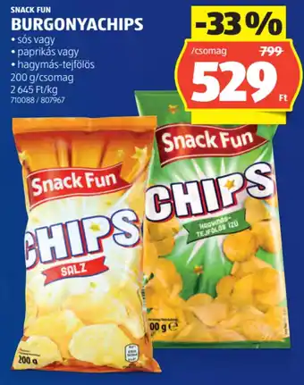 ALDI Snack Fun Burgonyachips ajánlat