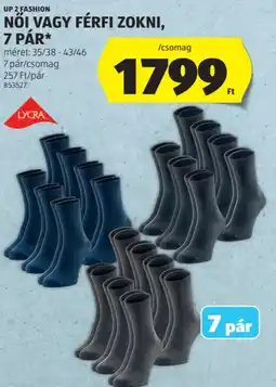 ALDI Up 2 Fashion Női vagy férfi zokni ajánlat