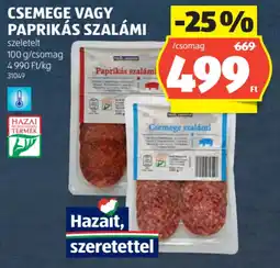 ALDI Csemege, paprikás szalámi ajánlat