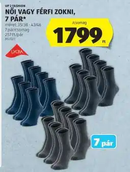 ALDI Női vagy férfi zokni, 7 pár ajánlat