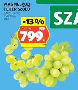 ALDI Mag nélküli fehér szőlő ajánlat