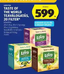 ALDI LOYD TEA TASTE OF THE WORLD TEAVÁLOGATÁS, 20 FILTER ajánlat