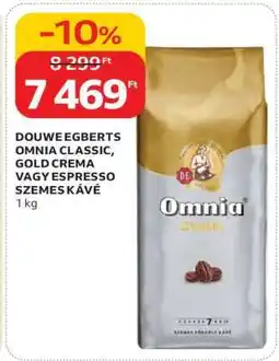 Auchan Douwe Egberts Omnia Classic, Gold Crema vagy Espresso Szemes Kávé ajánlat