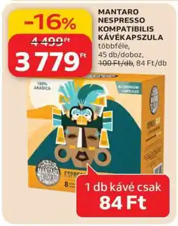 Auchan MANTARO NESPRESSO KOMPATIBILIS KÁVÉKAPSZULA ajánlat