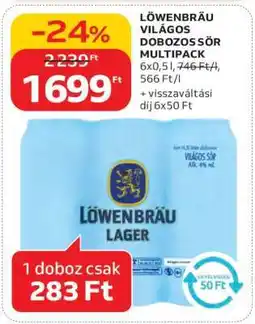 Auchan Löwenbräu Világos Dobozos Sör Multipack ajánlat
