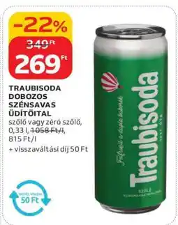 Auchan TRAUBISODA DOBOZOS SZÉNSAVAS ÜDÍTŐITAL ajánlat