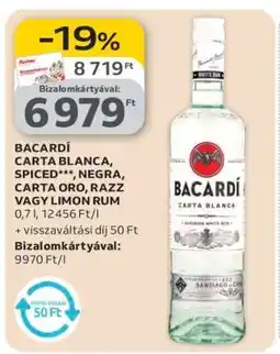Auchan BACARDÍ CARTA BLANCA, SPICED, NEGRA, CARTA ORO, RAZZ VAGY LIMON RUM ajánlat
