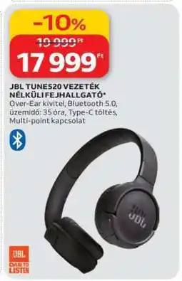 Auchan JBL TUNE520 VEZETÉK NÉLKÜLI FEJHALLGATÓ ajánlat