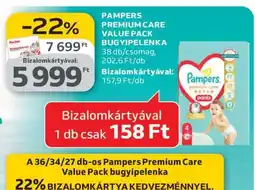 Auchan PAMPERS PREMIUM CARE VALUE PACK BUGYIPELENKA ajánlat