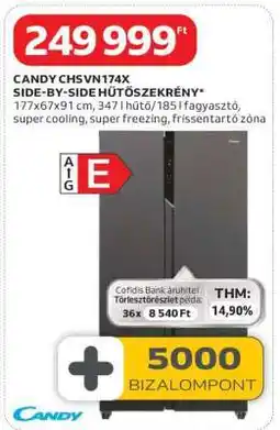 Auchan CANDY CHSVN174X SIDE-BY-SIDE HŰTŐSZEKRÉNY ajánlat