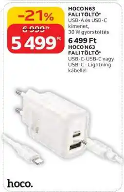 Auchan HOCO N63 FALI TÖLTŐ ajánlat