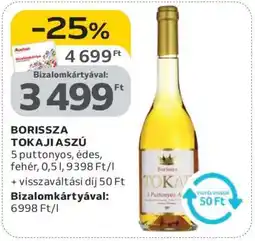 Auchan Borissza Tokaji Aszú ajánlat