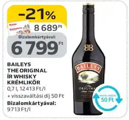 Auchan BAILEYS THE ORIGINAL ÍR WHISKY KRÉMLIKŐR ajánlat