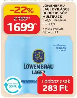 Auchan Löwenbräu Lager Világos Dobozos Sör Multipack ajánlat