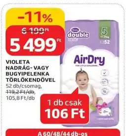 Auchan Violeta nadrág- vagy bugyi pelenka törlőkendővel ajánlat