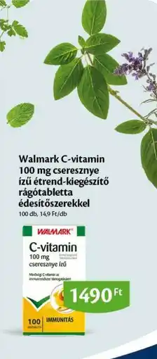 EcoFamily Walmark C-vitamin 100 mg cseresznye ízű étrend-kiegészítő rágótabletta édesítőszerekkel ajánlat