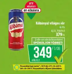 Coop KŐBÁNYAI Világos sör ajánlat