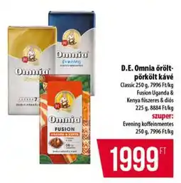 Coop D.E. Omnia őrölt-pörkölt kávé ajánlat