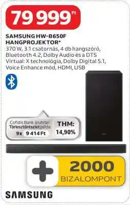 Auchan SAMSUNG HW-B650F HANGPROJEKTOR ajánlat