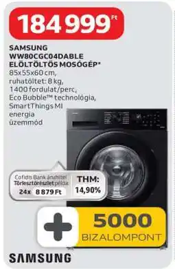 Auchan SAMSUNG WW80CGC04DABLE ELŐLTÖLTŐS MOSÓGÉP ajánlat