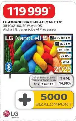 Auchan LG 43NANO80A3B 4K AI SMART TV ajánlat