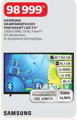 Auchan SAMSUNG UE40F6002FKXXH FHD SMART LED TV ajánlat