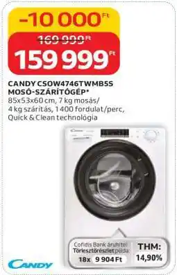 Auchan CANDY CSOW4746TWMBS5 MOSÓ-SZÁRÍTÓGÉP ajánlat