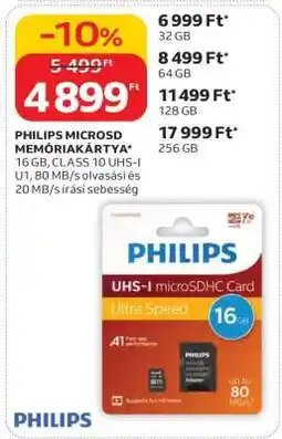 Auchan PHILIPS MICROSD MEMÓRIAKÁRTYA ajánlat