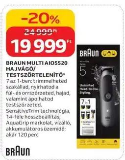 Auchan BRAUN MULTI AIO5520 HAJVÁGÓ/TESTSZŐRTELENÍTŐ ajánlat