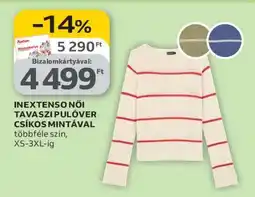 Auchan INEXTENSO NŐI TAVASZI PULÓVER CSÍKOS MINTÁVAL ajánlat