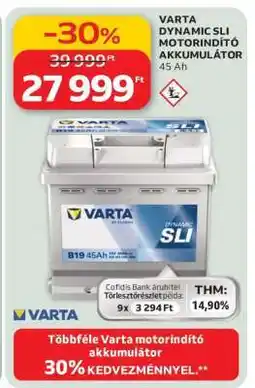 Auchan VARTA DYNAMIC SLI MOTORINDÍTÓ AKKUMULÁTOR ajánlat