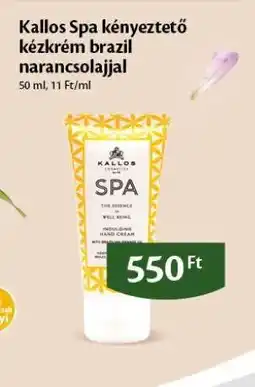 EcoFamily Kallos Spa kényeztető kézkrém brazil narancsolajjal ajánlat