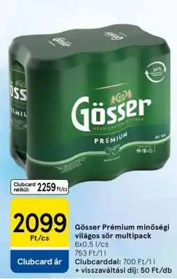 Tesco Gösser Prémium minőségi világos sör multipack ajánlat