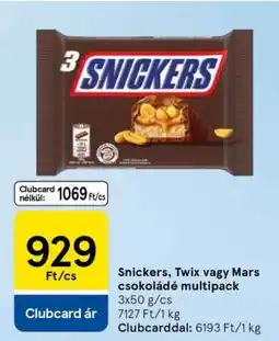 Tesco Snickers, Twix vagy Mars csokoládé multipack ajánlat