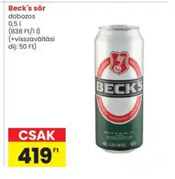 Spar Beck's sör ajánlat