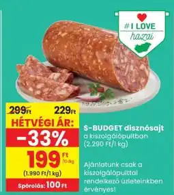 Spar S-BUDGET disznósajt ajánlat