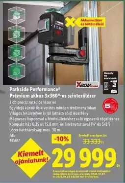 Lidl Parkside Performance Prémium akkus 3x360°-os szintezőlézer ajánlat
