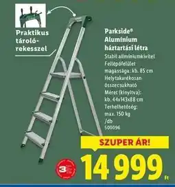 Lidl PARKSIDE Alumínium háztartási létra ajánlat
